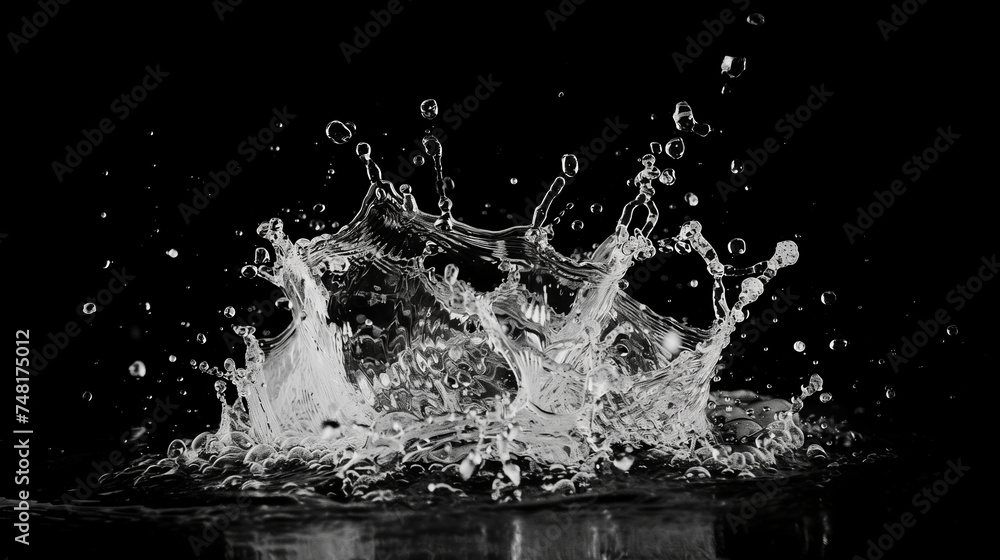 clear water splash isolated on black background clear water splash isolated on black background