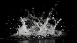 clear water splash isolated on black background