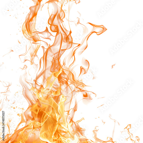 Explosive Fire Eruption with Sparkling Embers, Isolated on Transparent Background, Generative AI