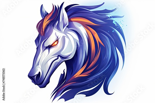 Stallion head and horse icon sticker art illustration and esports mascot logo concept © pixeness