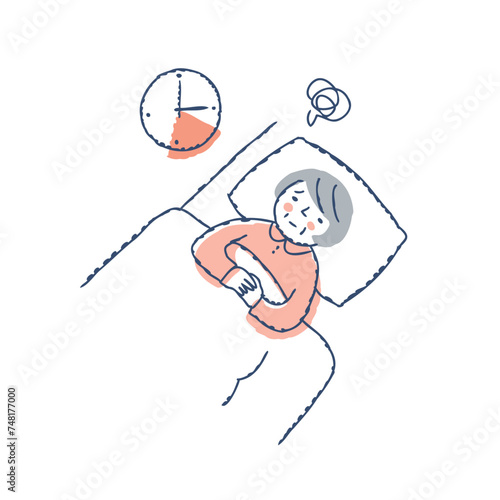 眠れなくて睡眠時間が短いシニア女性