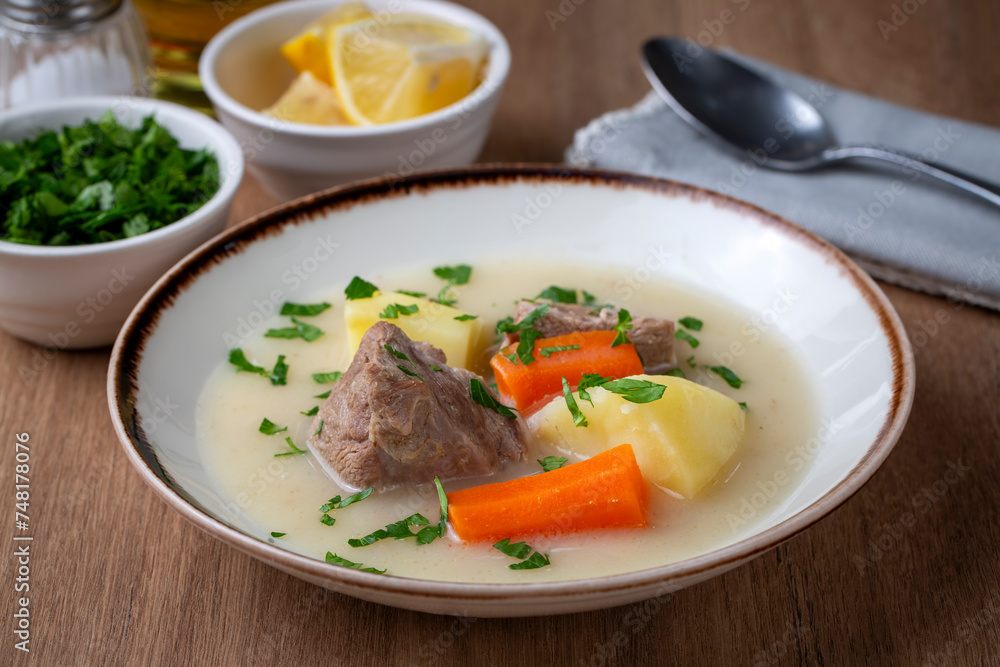 Turkish Kuzu - et Haslama - Lamb - meat Stew with Potatoes and Carrot Turkish Kuzu - et Haslama - Lamb - meat Stew with Potatoes and Carrot