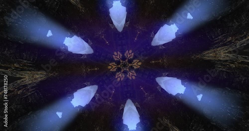 Gold and blue rosette patterns morphing slowly photo
