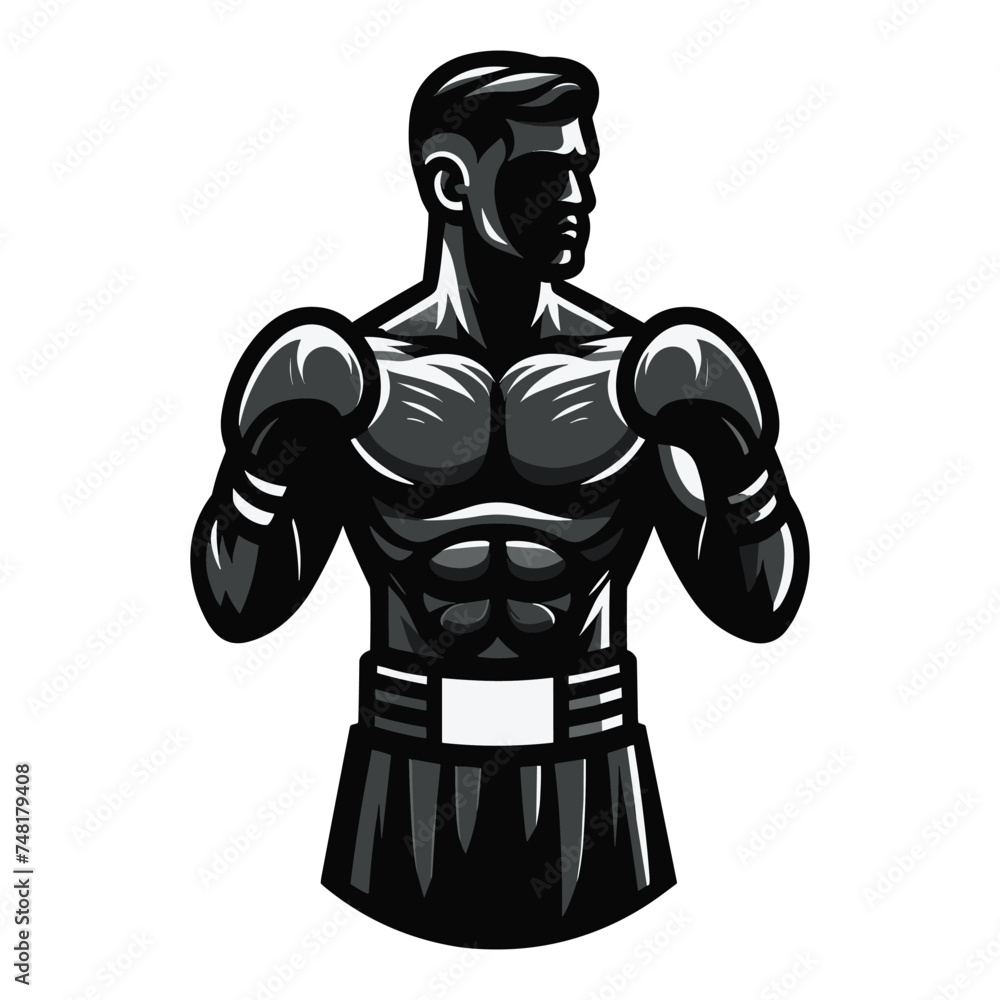 Man boxing boxer athlete half body vector design illustration, sport fighter, box combat, Boxer fighting in gloves, punching with fist design template isolated on white background Man boxing boxer athlete half body vector design illustration, sport fighter, box combat, Boxer fighting in gloves, punching with fist design template isolated on white background