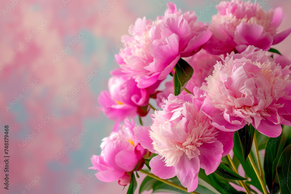 Pink Peonies in Vase on Table