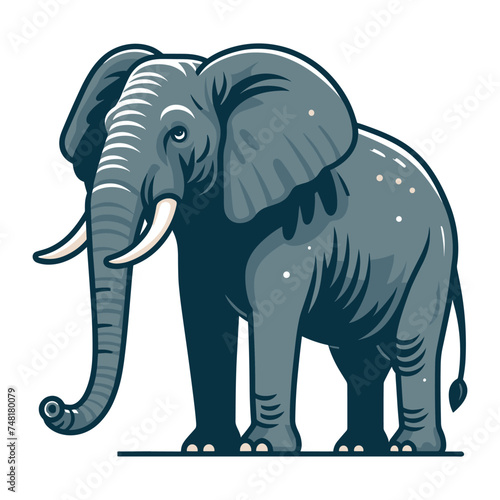 Elephant full body vector illustration  zoology illustration  African safari wild animal design template isolated on white background