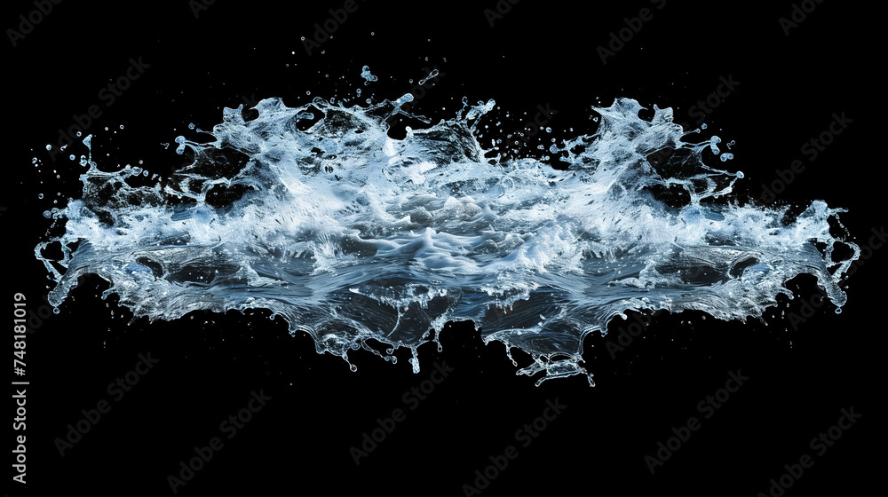 Fototapeta premium blue sea water wave splash isolated on black background