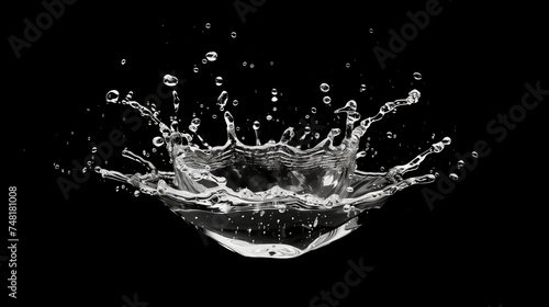 clear water splash isolated on black background
