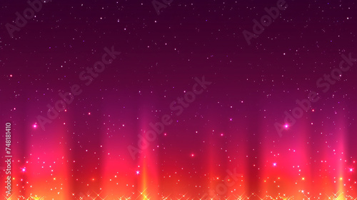 Starry night sky illuminated by radiant beams of light, creating a vibrant, colorful atmosphere photo
