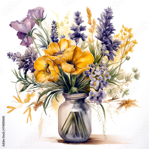 Wheat flower vase, generative ai