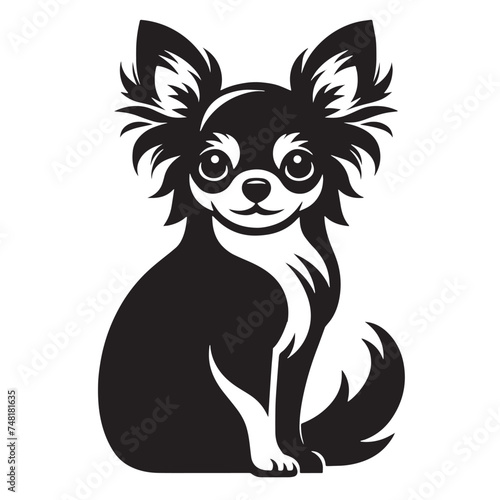 Elegant Chihuahua Silhouettes, Chihuahua Silhouettes Showcase, Chihuahua Silhouette Black and White - illustration