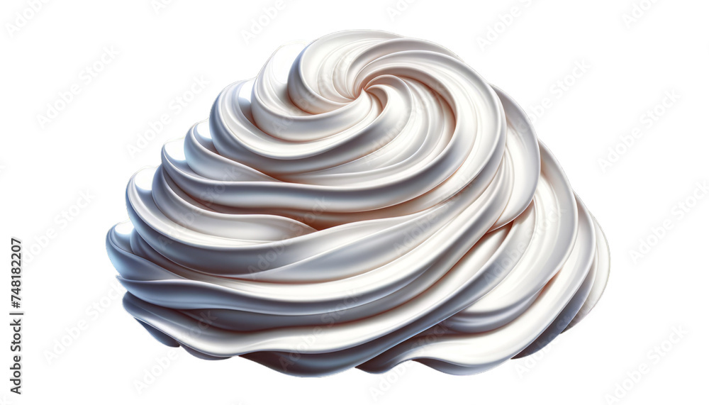 Realistic digital illustration of a whipped cream dollop suitable for food-related graphics and dessert imagery