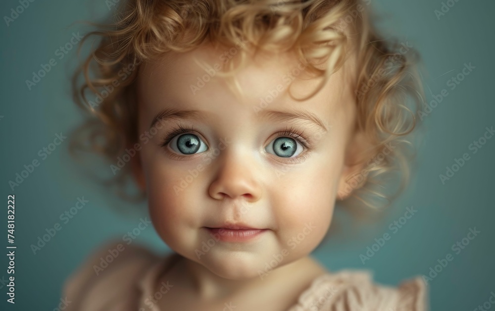 portrait girl close-up expressive blue eyes and curly blonde hair portrait girl close-up expressive blue eyes and curly blonde hair
