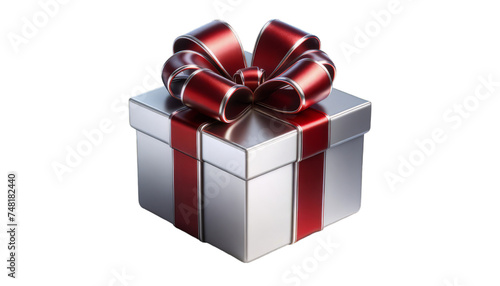 Realistic 3D illustration of a gift box with a shiny red ribbon perfect for celebration and present themes
