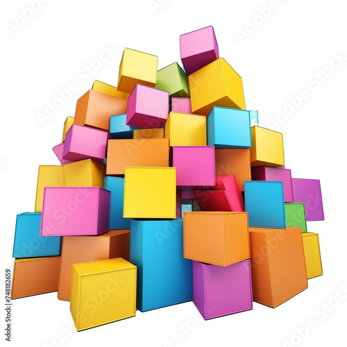 Photo of a pile of cardbox on transparent background