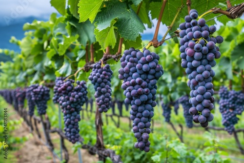 Wallpaper Mural Vibrant purple grape clusters hang from the vine, ready for harvest in the vineyard, showcasing the bounty of the season. Torontodigital.ca
