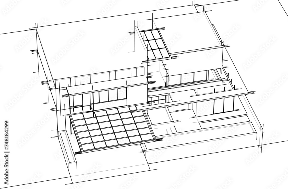 house building sketch architecture 3d illustration house building sketch architecture 3d illustration