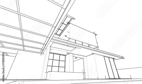 house building sketch architecture 3d illustration
