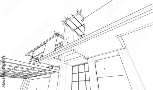 house building sketch architecture 3d illustration