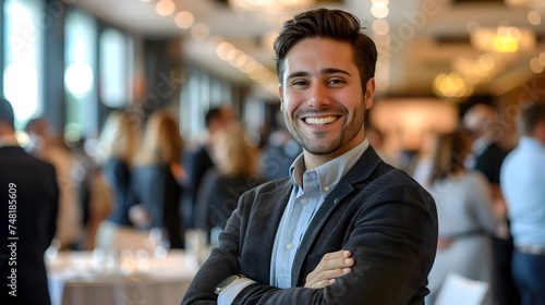 Happy Young Gentleman Smiling at a Business Event