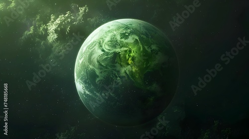 Illustration of Planet Earth in Outer Space with Stars and Clouds