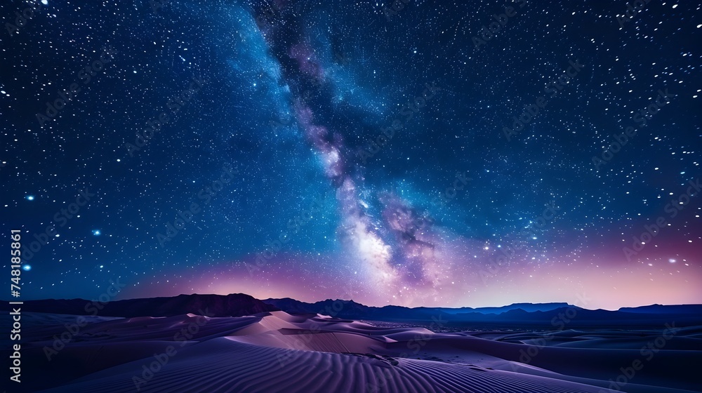 Milky Way over Desert Dunes - A Detailed Dreamscape - obrazy, fototapety, plakaty 