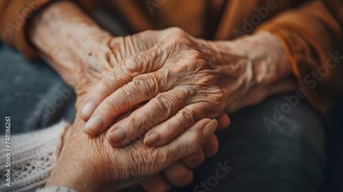 Tender Connection Velvety Elderly Hands Holding Together