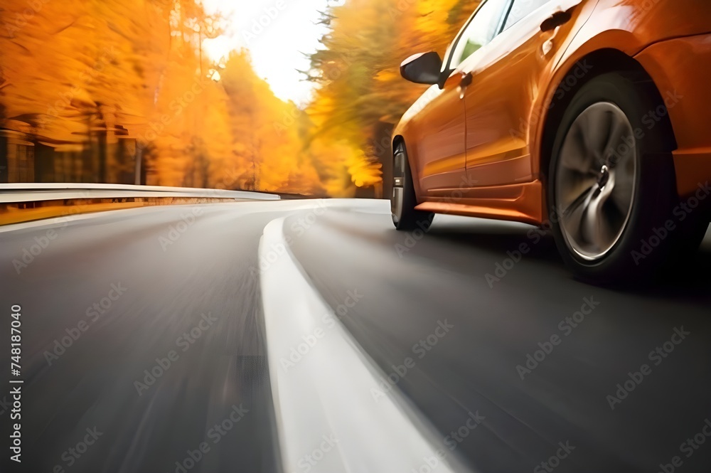 car driving on highway. Generated AI car driving on highway. Generated AI