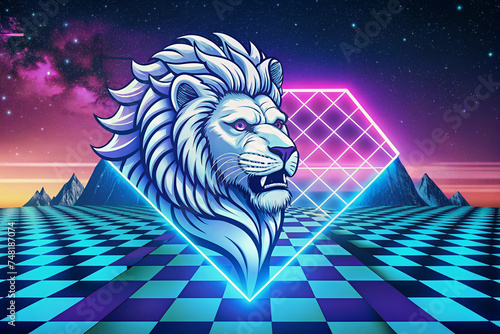 Bavarian lion in different variations, drawn, painted, psychedelic, neon, diamonds, blue and white, Oktoberfest