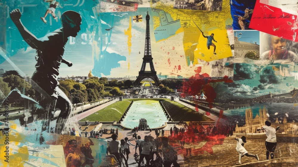 Fototapeta premium a collage of photos or graphics creating a moodboard my olimpic games in Paris 