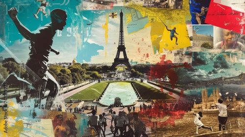 a collage of photos or graphics creating a moodboard my olimpic games in Paris 