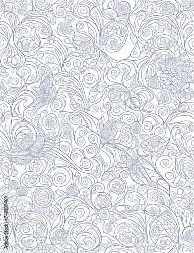 Seamless white paper ornament texture pattern background