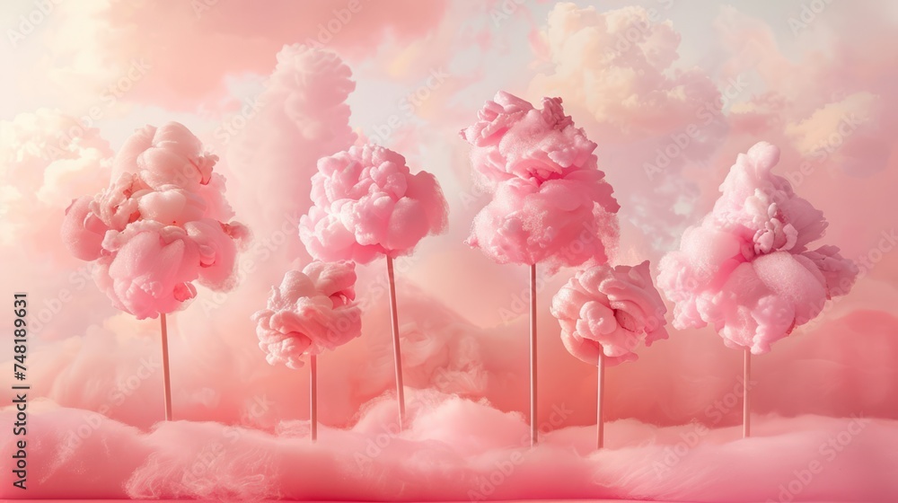 Obraz premium Whimsical Cotton Candy Delight in Pastel Colors Evoking Childlike Wonder and Joy