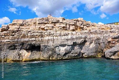 The caves of the ionian Sea side of Santa Maria di Leuca seen from the tourist boat  © maudanros