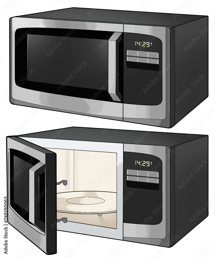 Fototapeta premium microwave oven isolated, 2D illustration with transparent background