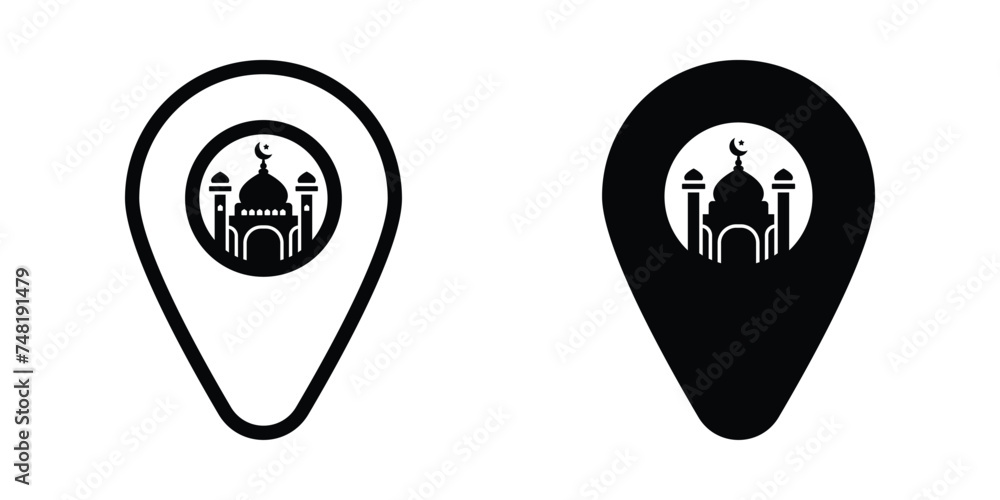 Location icon. mosque sign for mobile concept and web design. vector illustration