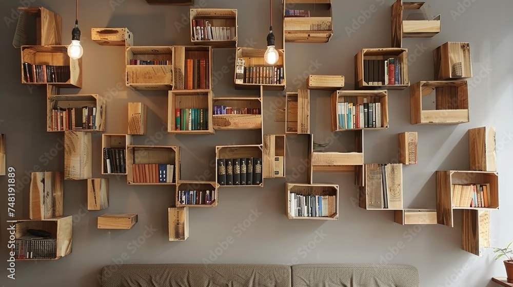 Elegant Wooden Wall Bookshelf Elegant Wooden Wall Bookshelf