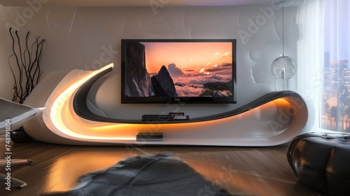 Futuristic TV Console Design Concept © selentaori