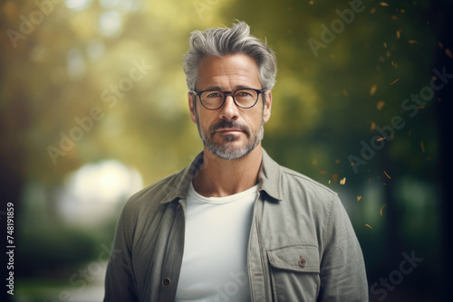 Middle-aged man in a park