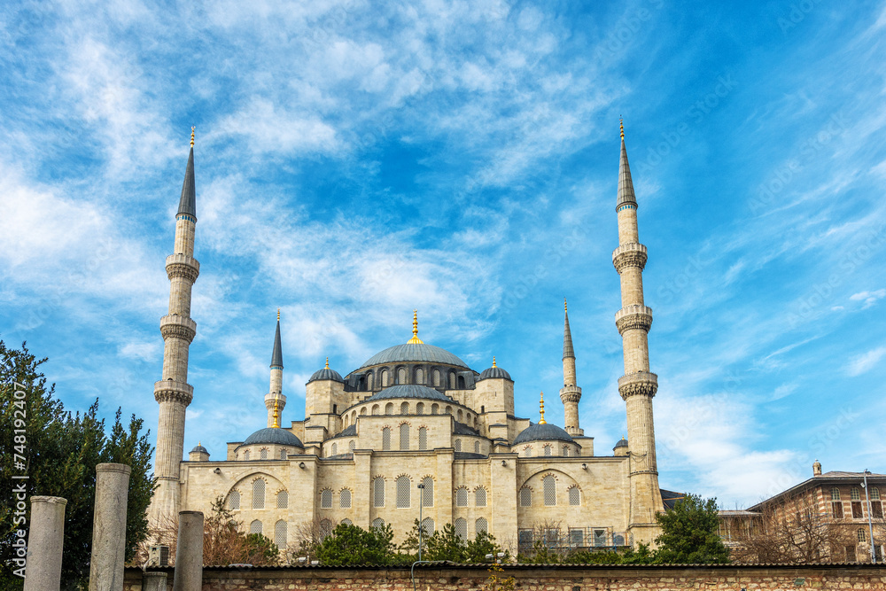 View of Blue Mosque or Sultanahmet Mosque in Istanbul, Turkey.