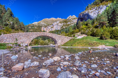 Romanesque bridge of Bujaruelo, Ordesa and Monte Perdido National Park, Spain. photo