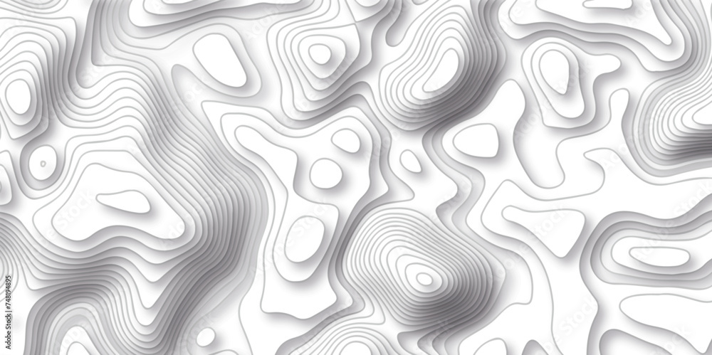 Topographic map background geographic line map with seamless ornament wave design. The black on white contours vector topography stylized height of the lines map.	 - obrazy, fototapety, plakaty 