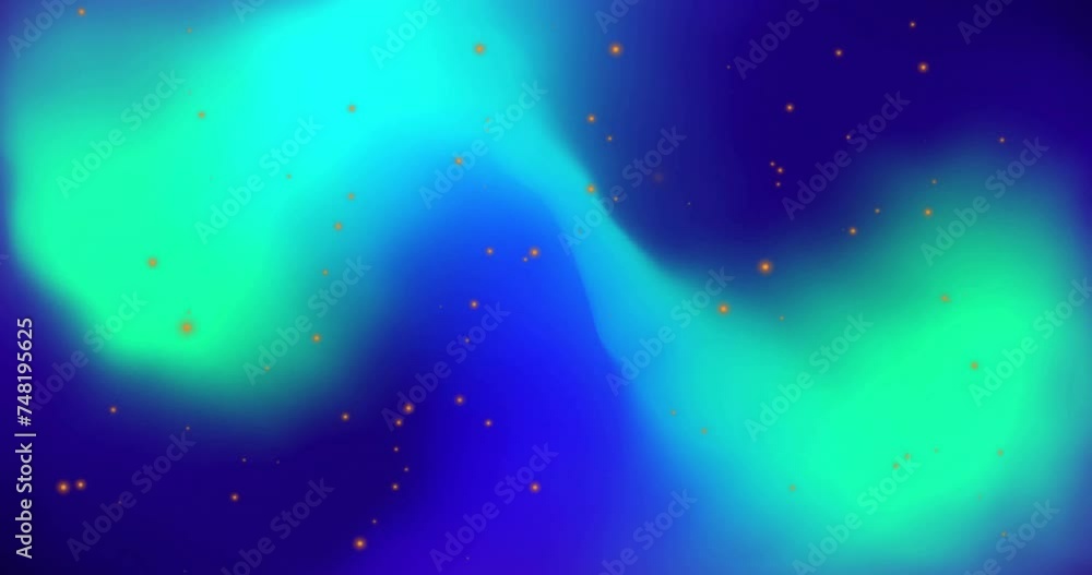 Animation of yellow light spots over green shapes on blue background Animation of yellow light spots over green shapes on blue background