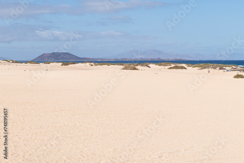 Beach and sand dunes at Corralejo  Fuerteventura  Canary islands
