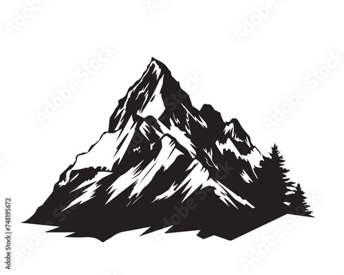 illustration of mountain. vector silhouette