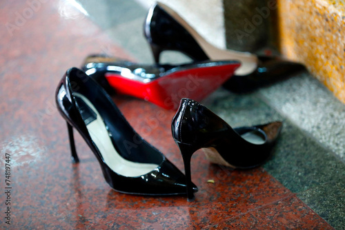 Pairs of black sexy high heels. Ho Chi Minh City. Vietnam.