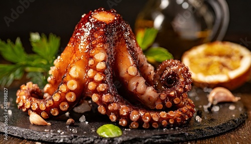 Delicious roasted octopus leg