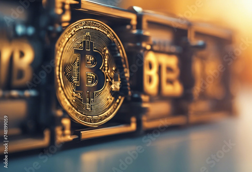 Bitcoin self cold storage and private keys security concept as wide banner with copyspace area photo