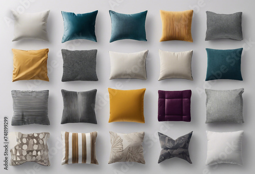 Collection Set of different decor styles of vantage and modern bedding or sofa cushion or pillow sty