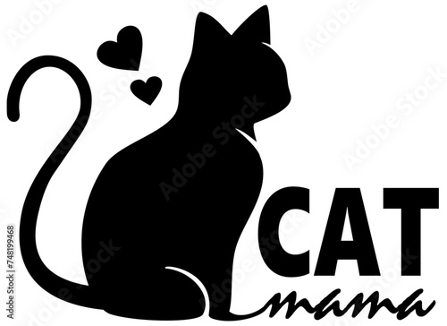 Cat mama design, scalable, fillable, vector shape